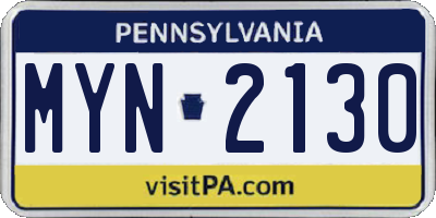PA license plate MYN2130