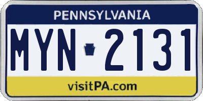 PA license plate MYN2131