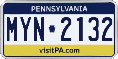 PA license plate MYN2132