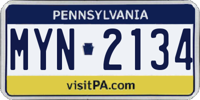 PA license plate MYN2134