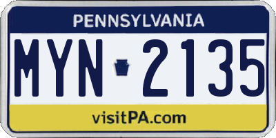 PA license plate MYN2135