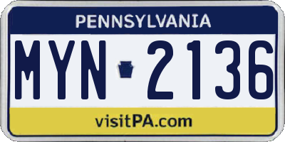 PA license plate MYN2136