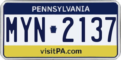 PA license plate MYN2137
