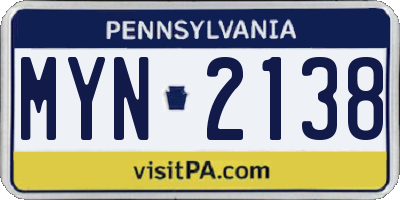 PA license plate MYN2138