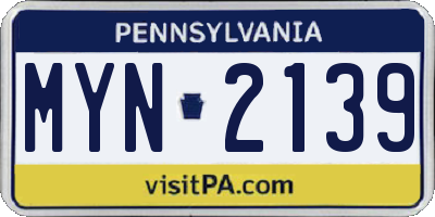 PA license plate MYN2139
