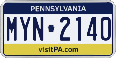 PA license plate MYN2140