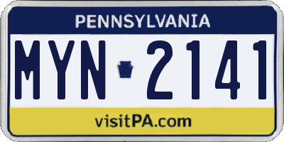 PA license plate MYN2141