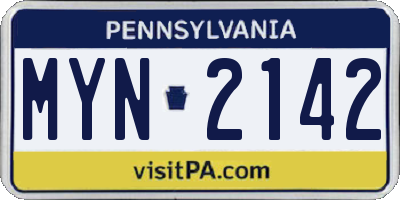 PA license plate MYN2142