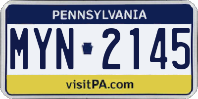PA license plate MYN2145