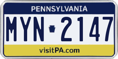 PA license plate MYN2147