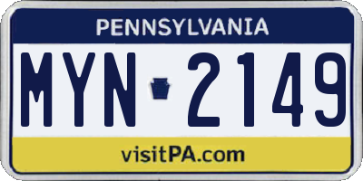 PA license plate MYN2149