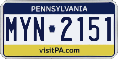 PA license plate MYN2151