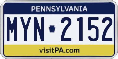 PA license plate MYN2152