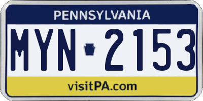 PA license plate MYN2153