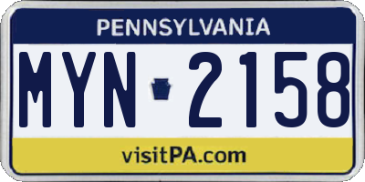 PA license plate MYN2158
