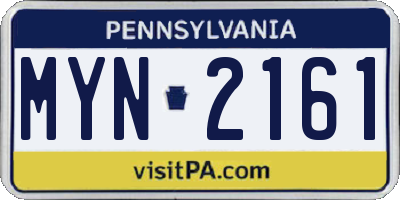PA license plate MYN2161