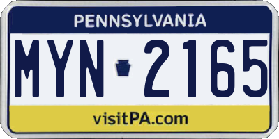 PA license plate MYN2165