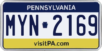 PA license plate MYN2169