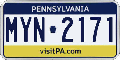 PA license plate MYN2171