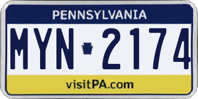 PA license plate MYN2174