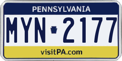 PA license plate MYN2177