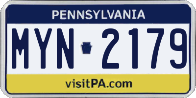 PA license plate MYN2179
