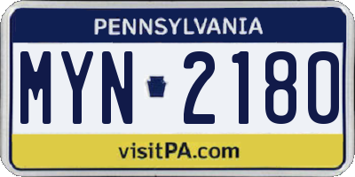 PA license plate MYN2180