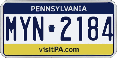 PA license plate MYN2184