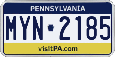 PA license plate MYN2185