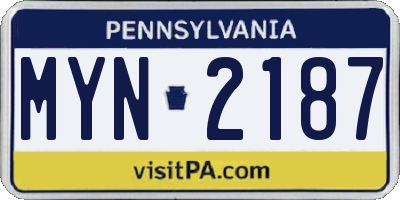 PA license plate MYN2187