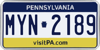 PA license plate MYN2189