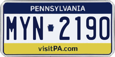 PA license plate MYN2190