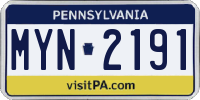 PA license plate MYN2191