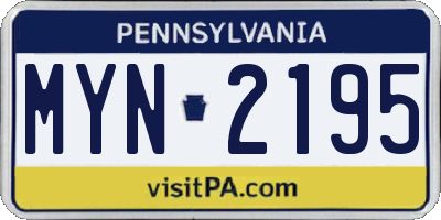 PA license plate MYN2195