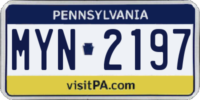 PA license plate MYN2197