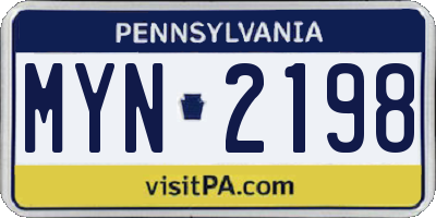 PA license plate MYN2198