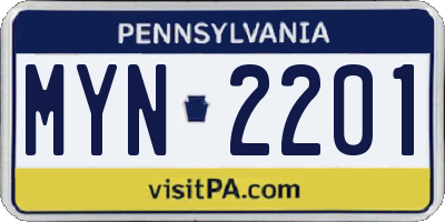 PA license plate MYN2201