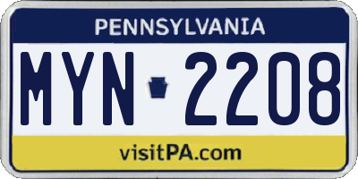 PA license plate MYN2208
