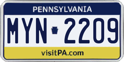 PA license plate MYN2209