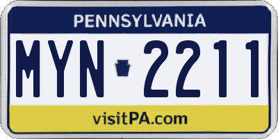 PA license plate MYN2211