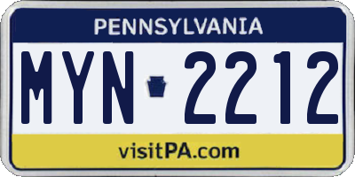 PA license plate MYN2212