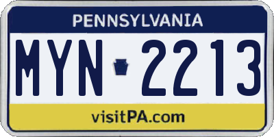 PA license plate MYN2213