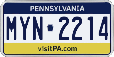 PA license plate MYN2214