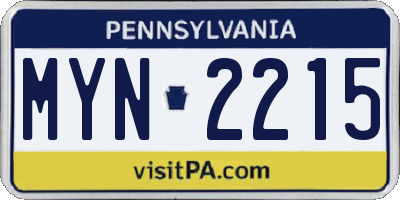 PA license plate MYN2215