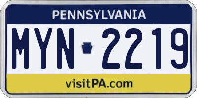 PA license plate MYN2219