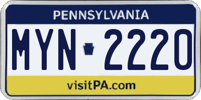 PA license plate MYN2220