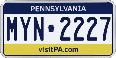 PA license plate MYN2227