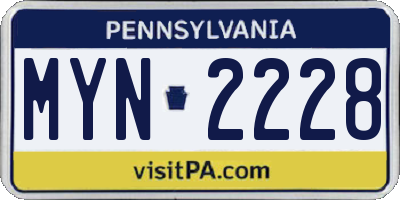 PA license plate MYN2228