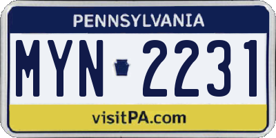 PA license plate MYN2231