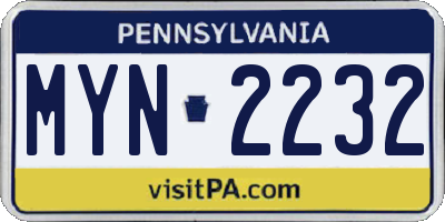 PA license plate MYN2232